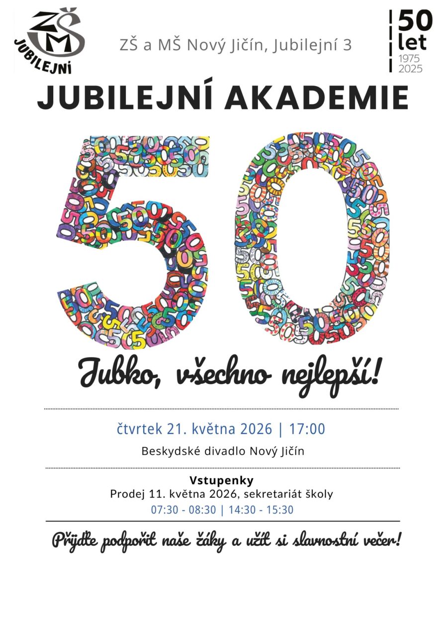 Jubko, všechno nejlepší! Školní akademie ZŠ a MŠ, Nový Jičín, Jubilejní 3.