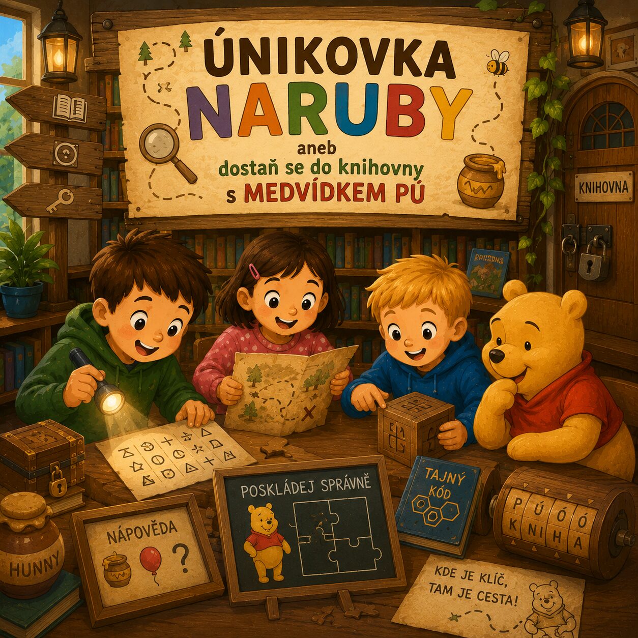ÚNIKOVKA NARUBY aneb dostaň se do knihovny s MEDVÍDKEM PÚ